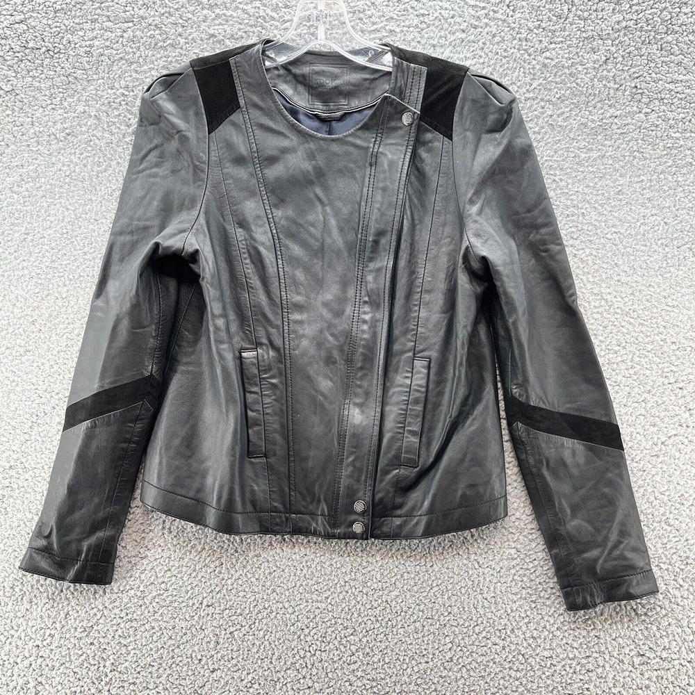 Kookai‎ Jacket Black Lamb Leather Suede Moto Jacket Coat